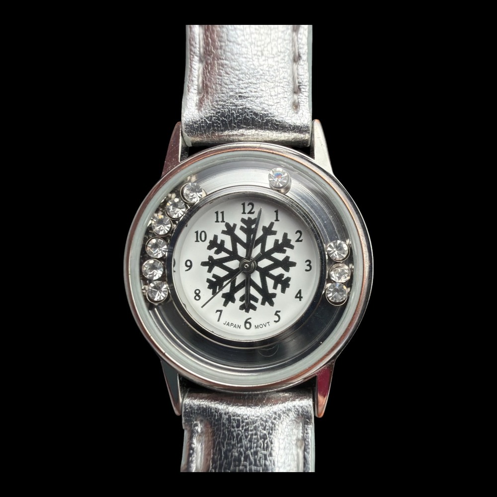 Watch Snowflake Face Silver Tone Women's Silver Watch Band Crystal Untested